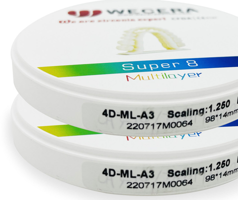 98*16mm Multilayer Zirconia Block Dentistry A3.5 CAD CAM Dental Materials
