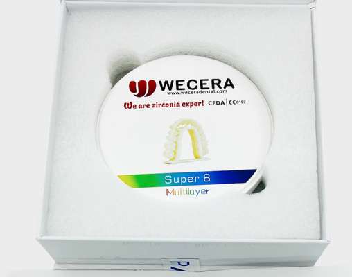 8 Layers 98mm Dental Zirconia Block , Multilayer Zirconia Disc for Dental Applications