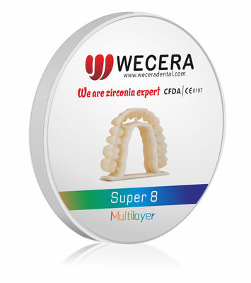 Diameter 98mm multilayer zirconia disc hardness exceeding 1200 HV designed for and long lasting dental restorations