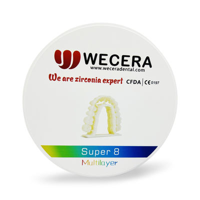 8 Layers Multilayer Zirconia Disc Diameter 98 Mm Sintering Temperature 1500 Degree Suitable for Dental Restoration