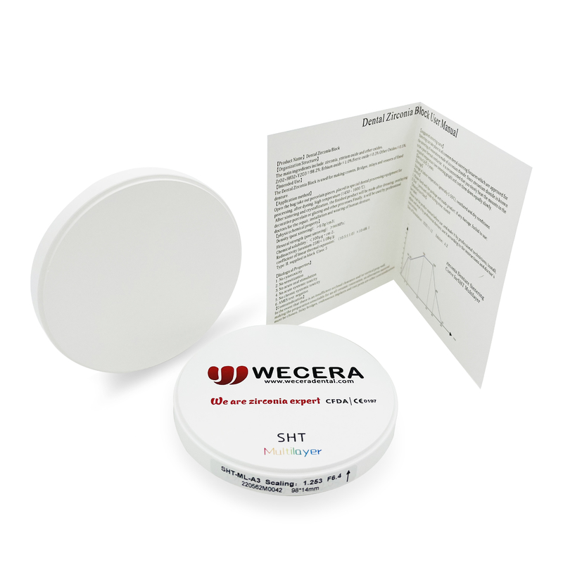 Open System SHT Multilayer Zirconia Disc CAD CAM Full Contour Zirconia