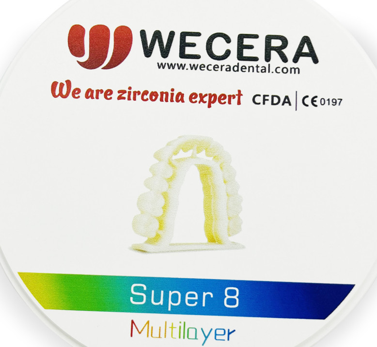 1200 Mpa Dental High Translucency Multilayer Zirconia Block A2 98*20mm CAD CAM