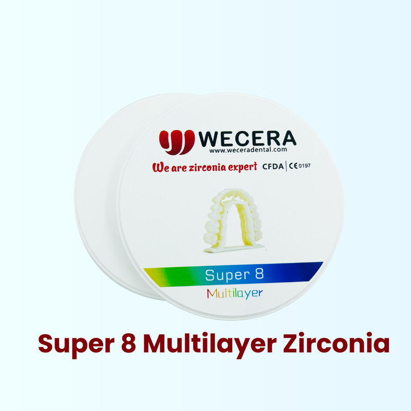 8 Layers Multi Layer Oxide Blank containing 16 Vita Colors plus 3 Bleach Colors suitable for fabricating dental restorations