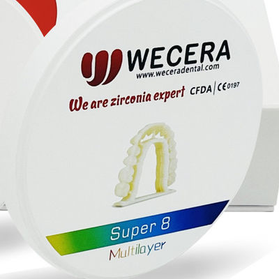 Dichte 6,0-6,3 g/cm³ Mehrschichtiger Zirkonoxidblock 8 Schichten Entwickelt für Amann Girrbach System Liefert Präzisionsergebnisse