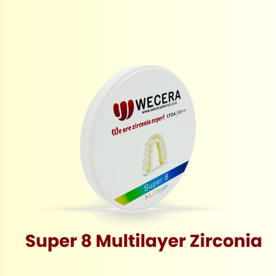 Zirkonoxid-Mehrschicht-Zirkonoxidscheibe Durchmesser 98 mm, bestehend aus 16 Vita-Farben plus 3 Bleach-Farben, optimiert für Dentallabore
